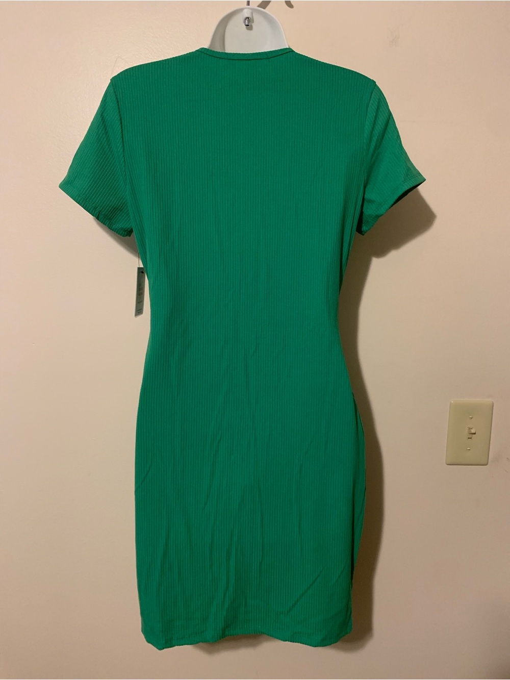 Green Button-Front Ribbed Mini Dress - Picture 5 of 6